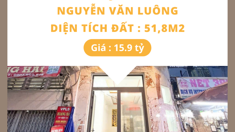 Bán nhà quận 6 – Cơ hội vàng đầu tư mặt tiền kinh doanh gần vòng xoay Phú Lâm, Nguyễn Văn Luông