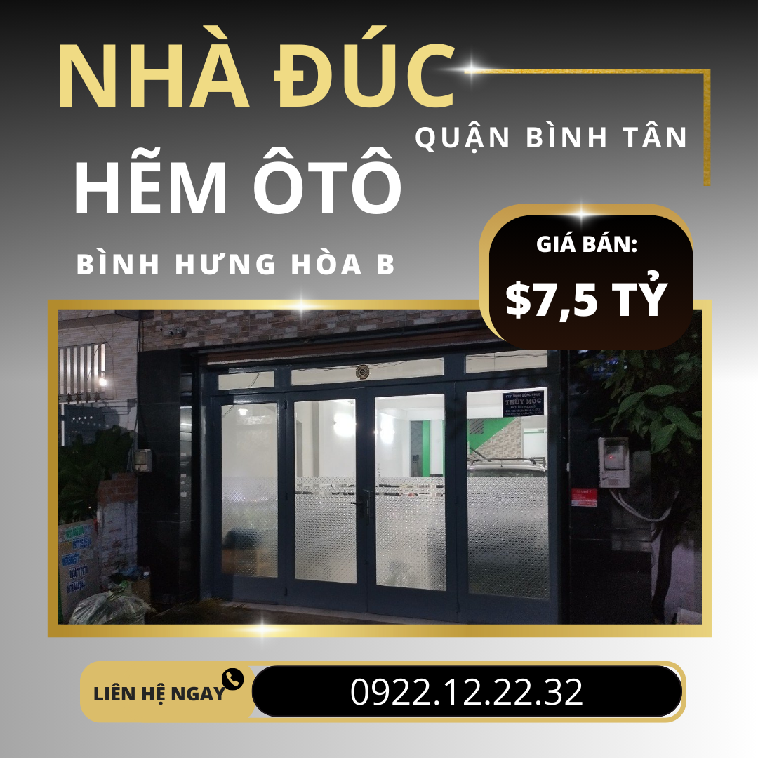 Bán nhà đúc 3,5 tấm – 5,5m x 18m – Hẻm xe hơi, Bình Hưng Hòa B, Bình Tân