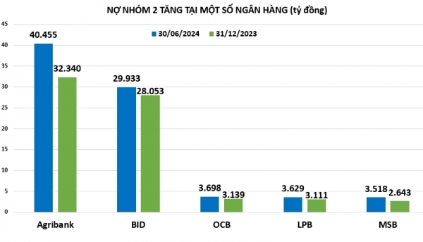 Tốc độ tăng nợ nhóm 2 ngân hàng có xu